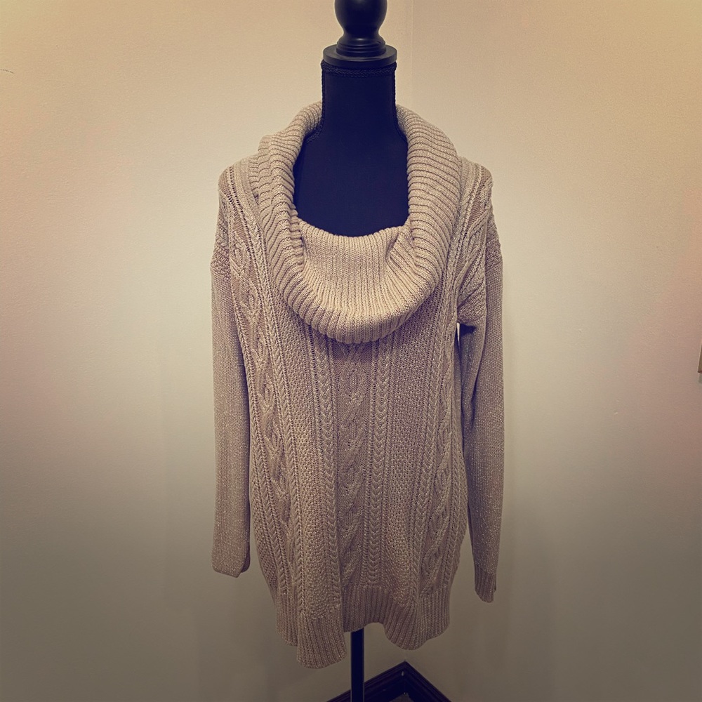 Beige Cowl Sweater, Large